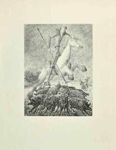 Don Quixote's Hunt – Radierung von Wladyslaw Jahl – 1951