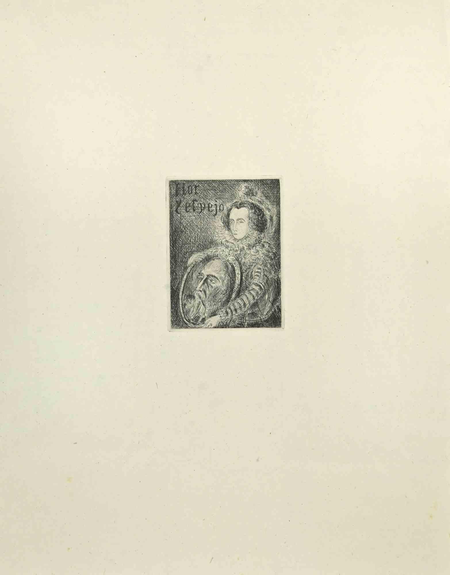 Flor y el Vejo - Acquaforte e puntasecca di Wladyslaw Jahl - 1951