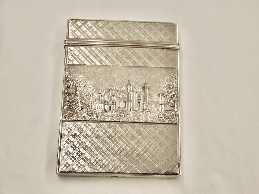 William IV Boîtier à cartes en argent Wm 1V avec plateau en forme de château, Abbotsford & Newstead Abbey,Nat Mills,1836 en vente