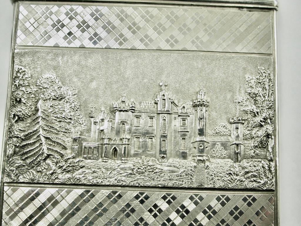 Boîtier à cartes en argent Wm 1V avec plateau en forme de château, Abbotsford & Newstead Abbey,Nat Mills,1836 Bon état - En vente à London, GB