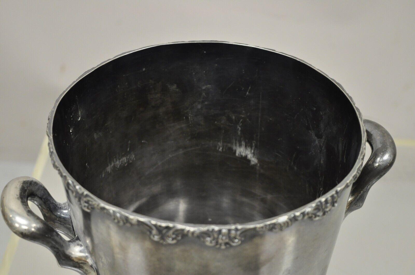 WM A. Rogers Twin Handle Regency Style Silver Plate Wine Chiller Ice Bucket 1
