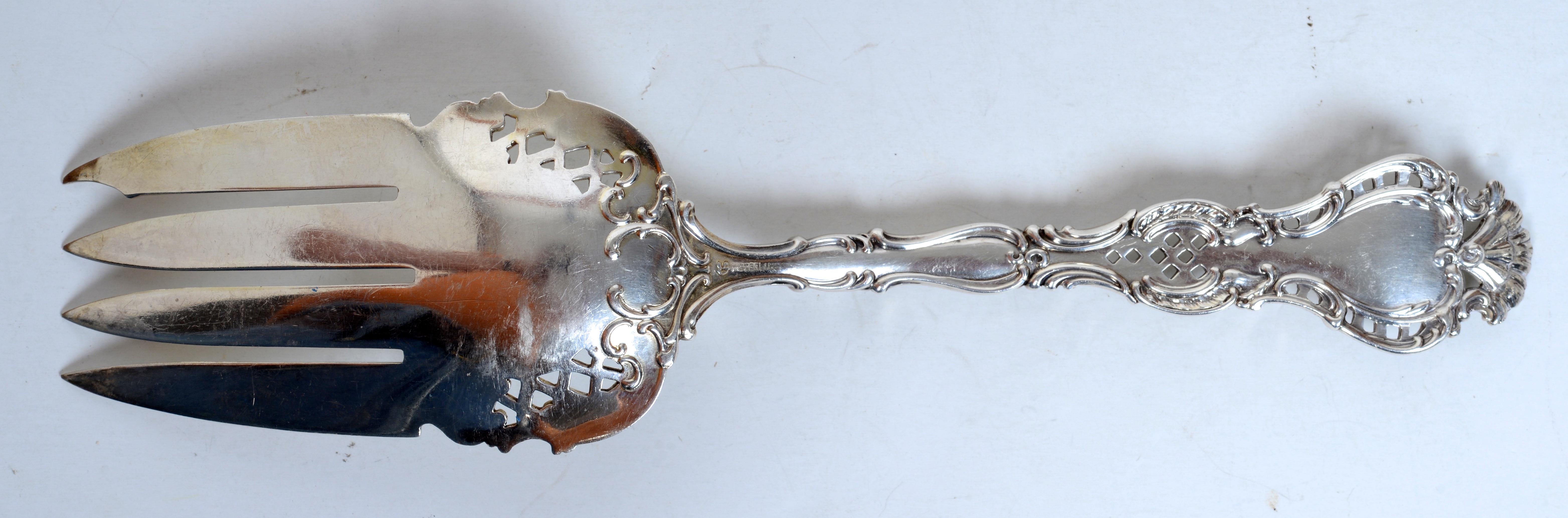 20th Century Wm. B. Durgin Co. Regent Pattern Sterling Silver Cold Meat Serving Fork For Sale