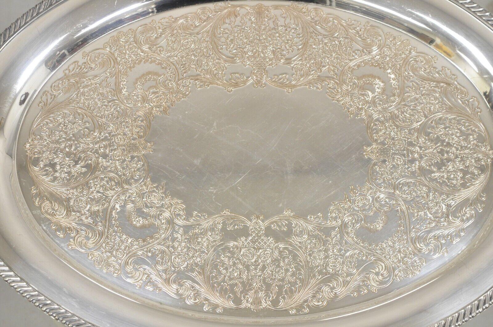 Unknown WM Rogers 4082 Silver Plated Victorian Oval Serving Platter Tray For Sale