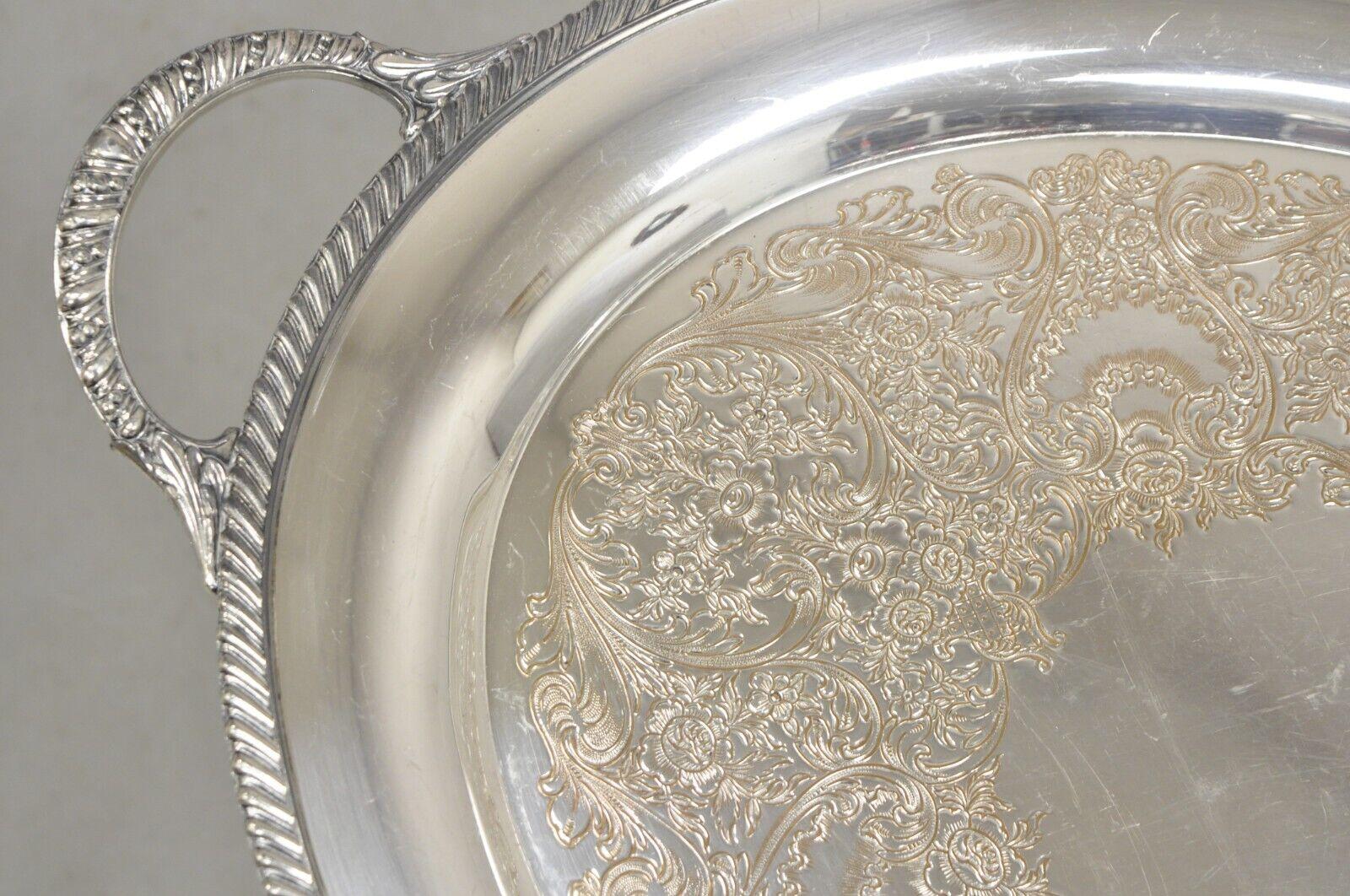 20th Century WM Rogers 4082 Silver Plated Victorian Oval Serving Platter Tray For Sale