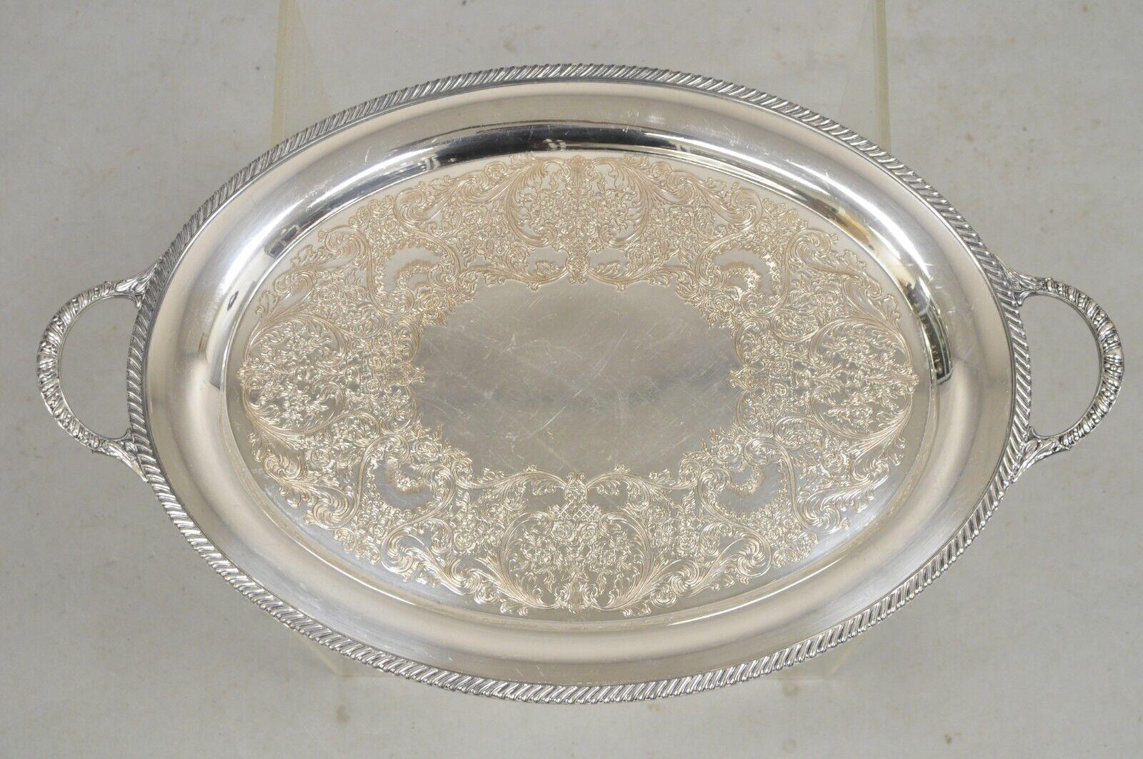 WM Rogers 4082 Silver Plated Victorian Oval Serving Platter Tray For Sale 4