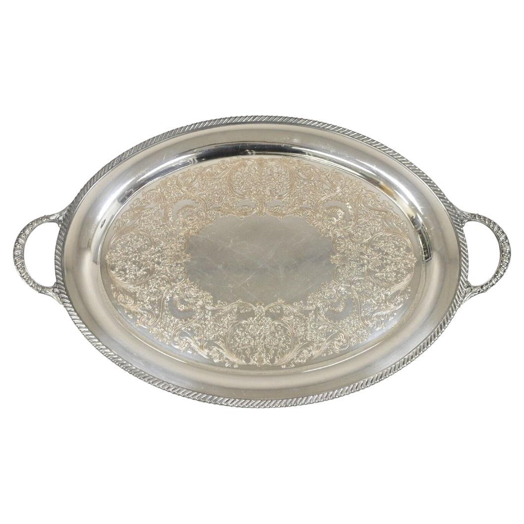 WM Rogers 4082 Silver Plated Victorian Oval Serving Platter Tray For Sale
