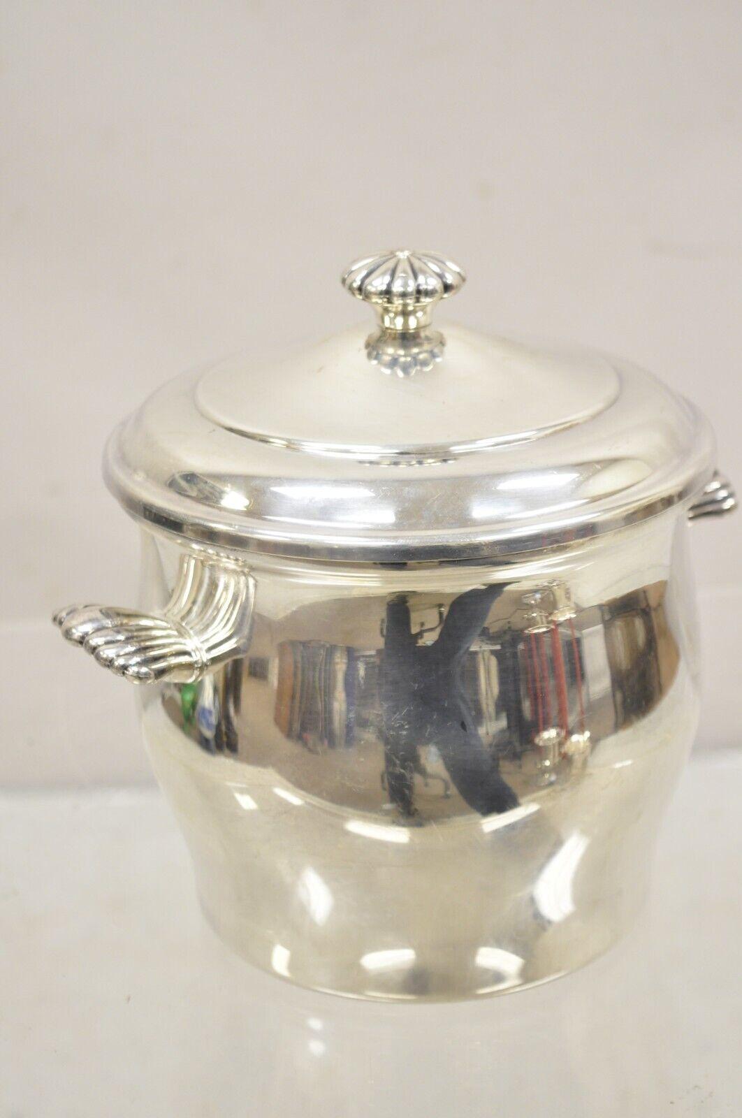 WM Rogers & Son Paul Revere 27 Silver Plated Lidded Ice Bucket with Glass Liner For Sale 5