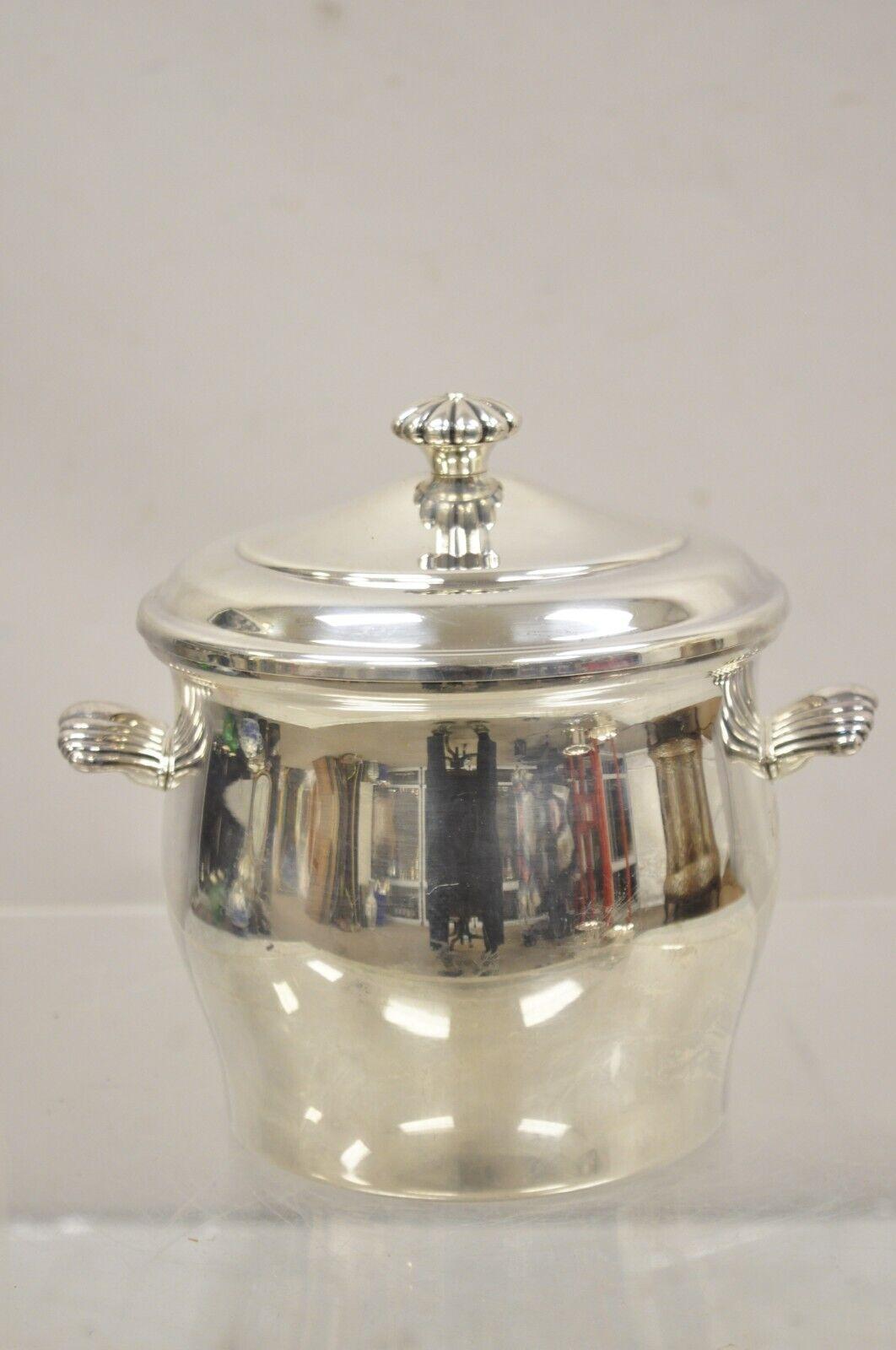WM Rogers & Son Paul Revere 27 seau à glace en métal argenté avec couvercle en verre en vente 3