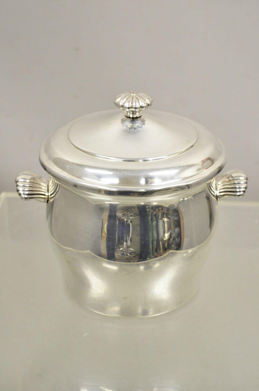 WM Rogers & Son Paul Revere 3027 Silver Plate Lidded Ice Bucket with Glass Liner For Sale 3