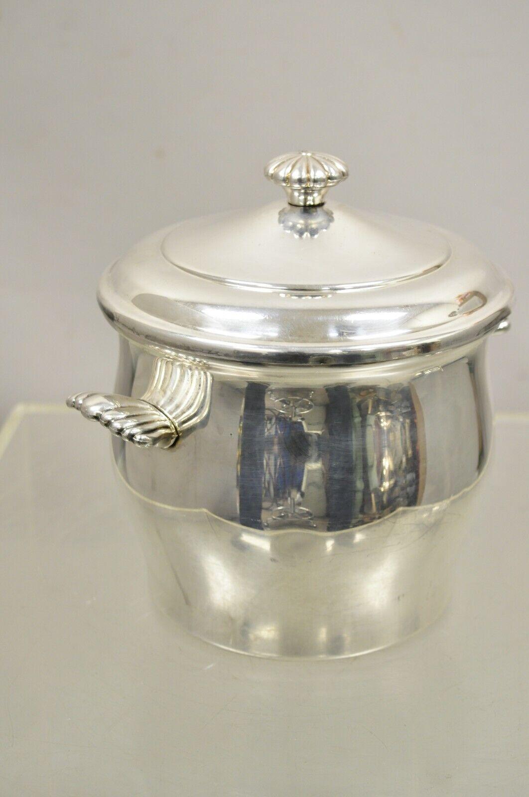 WM Rogers & Son Paul Revere 3027 Silver Plate Lidded Ice Bucket with Glass Liner For Sale 5