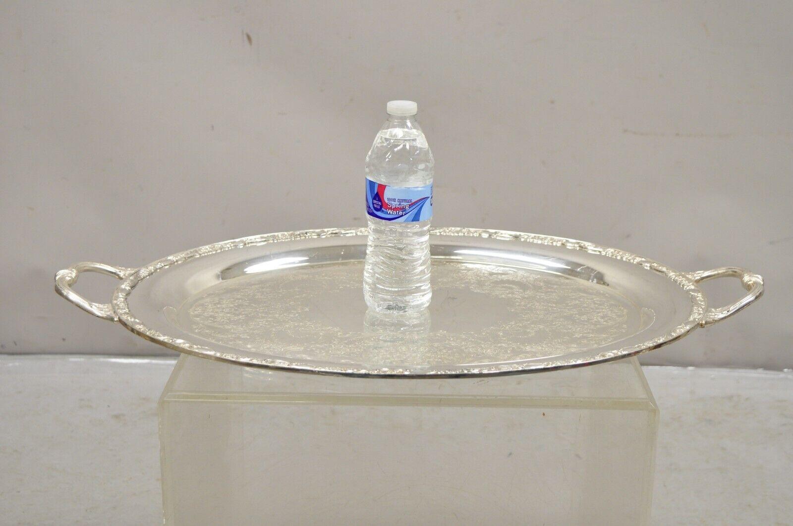 WM Rogers & Son Victorian Rose 1982 Silver Plated Oval Serving Platter Tray For Sale 5