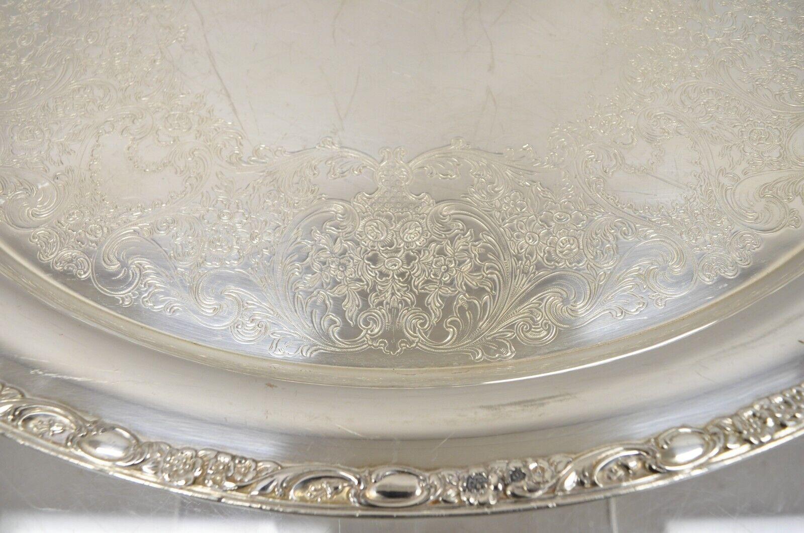 20ième siècle Plateau de service ovale victorien rose 1982 WM Rogers & Son en vente