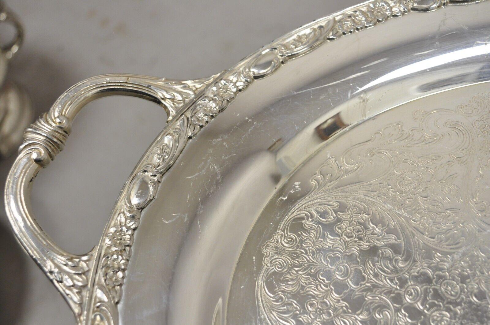WM Rogers & Son Victorian Rose 1982 Silver Plated Oval Serving Platter Tray For Sale 1