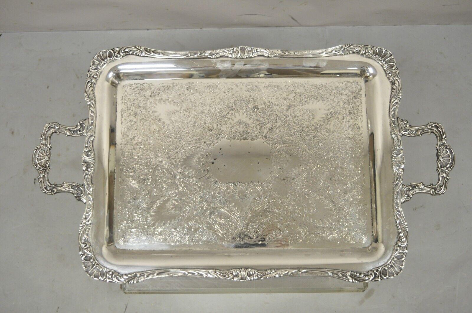 WM Rogers & Sons Spring Flowers 2091 Silver Plated Platter Serving Tray 4