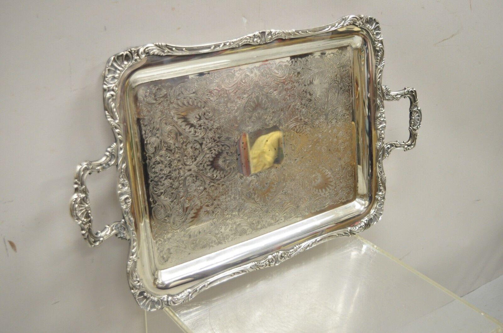 20th Century WM Rogers & Sons Spring Flowers 2091 Silver Plated Platter Serving Tray