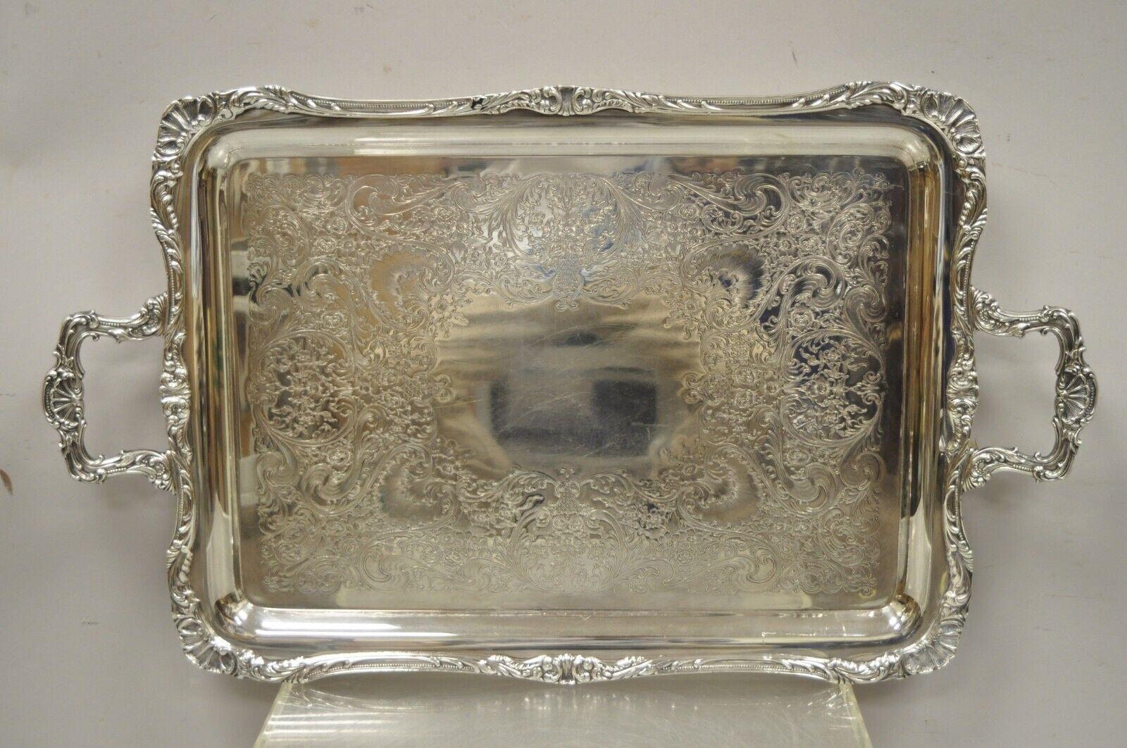 WM Rogers & Sons Spring Flowers 2092 Silver Plated Platter Serving Tray For Sale 4