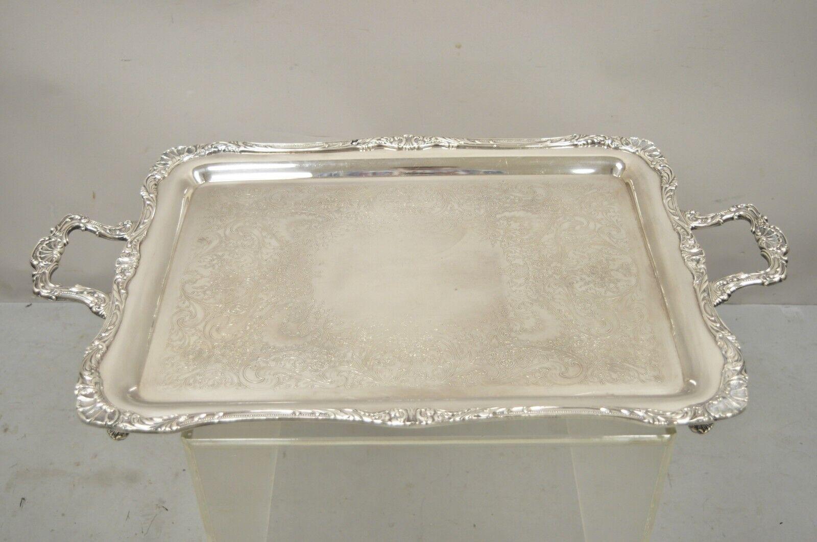 20th Century WM Rogers & Sons Spring Flowers 2092 Silver Plated Platter Serving Tray For Sale