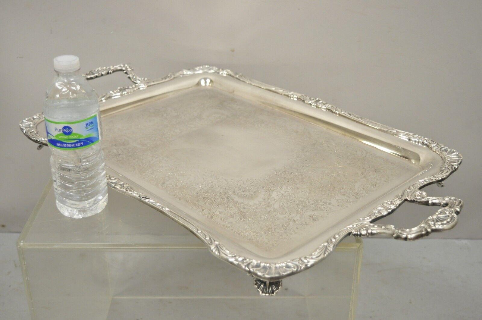 WM Rogers & Sons Spring Flowers 2092 Silver Plated Platter Serving Tray For Sale 1