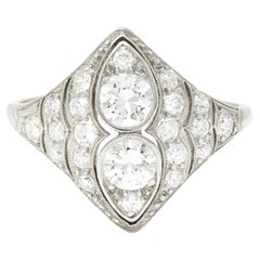 WM Wise Art Deco 1.18 Carat Old European Cut Diamond Platinum Dinner Ring