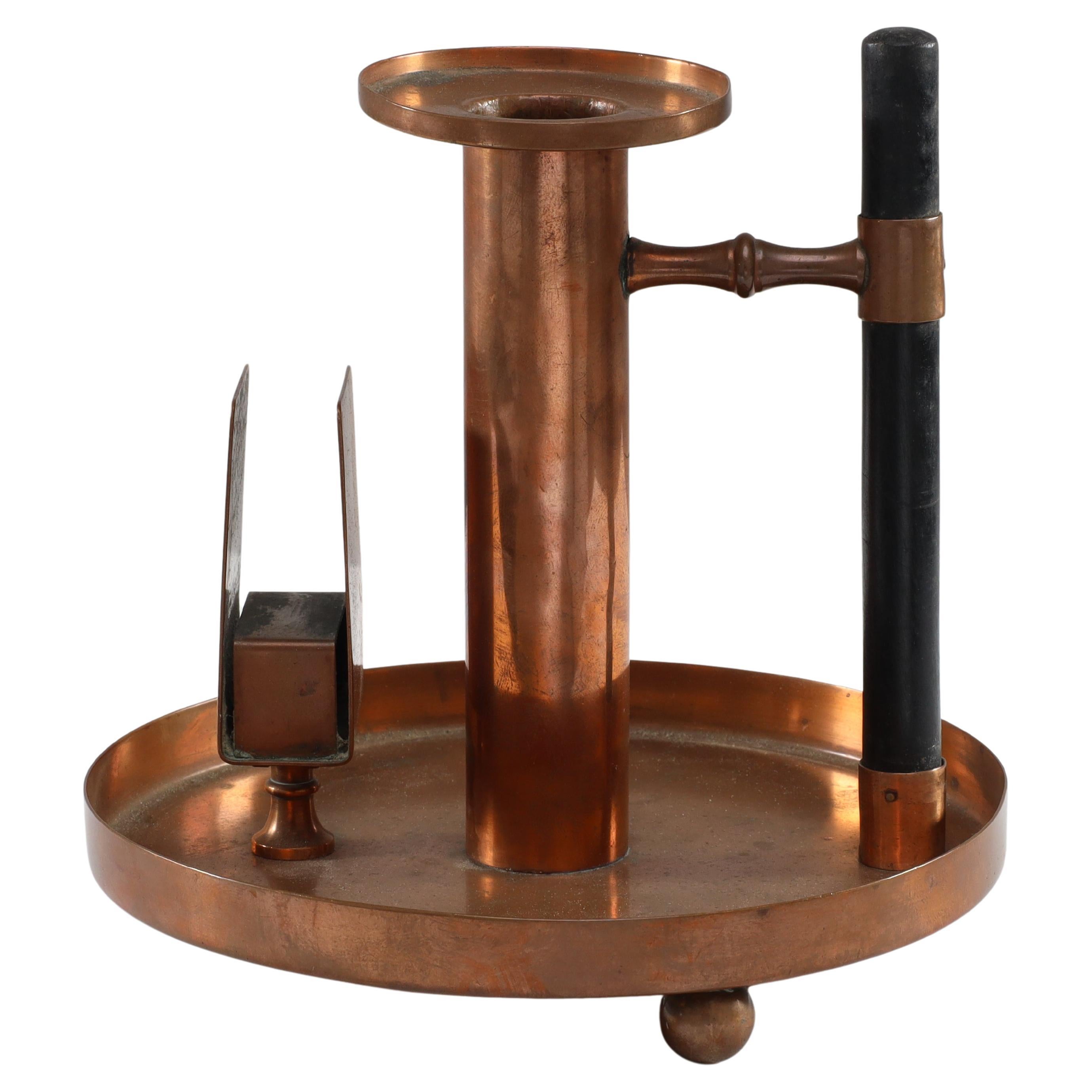 WMF. Candeliere da camera in rame dell'Aesthetic Movement nello stile di Dresser del Dr. C.