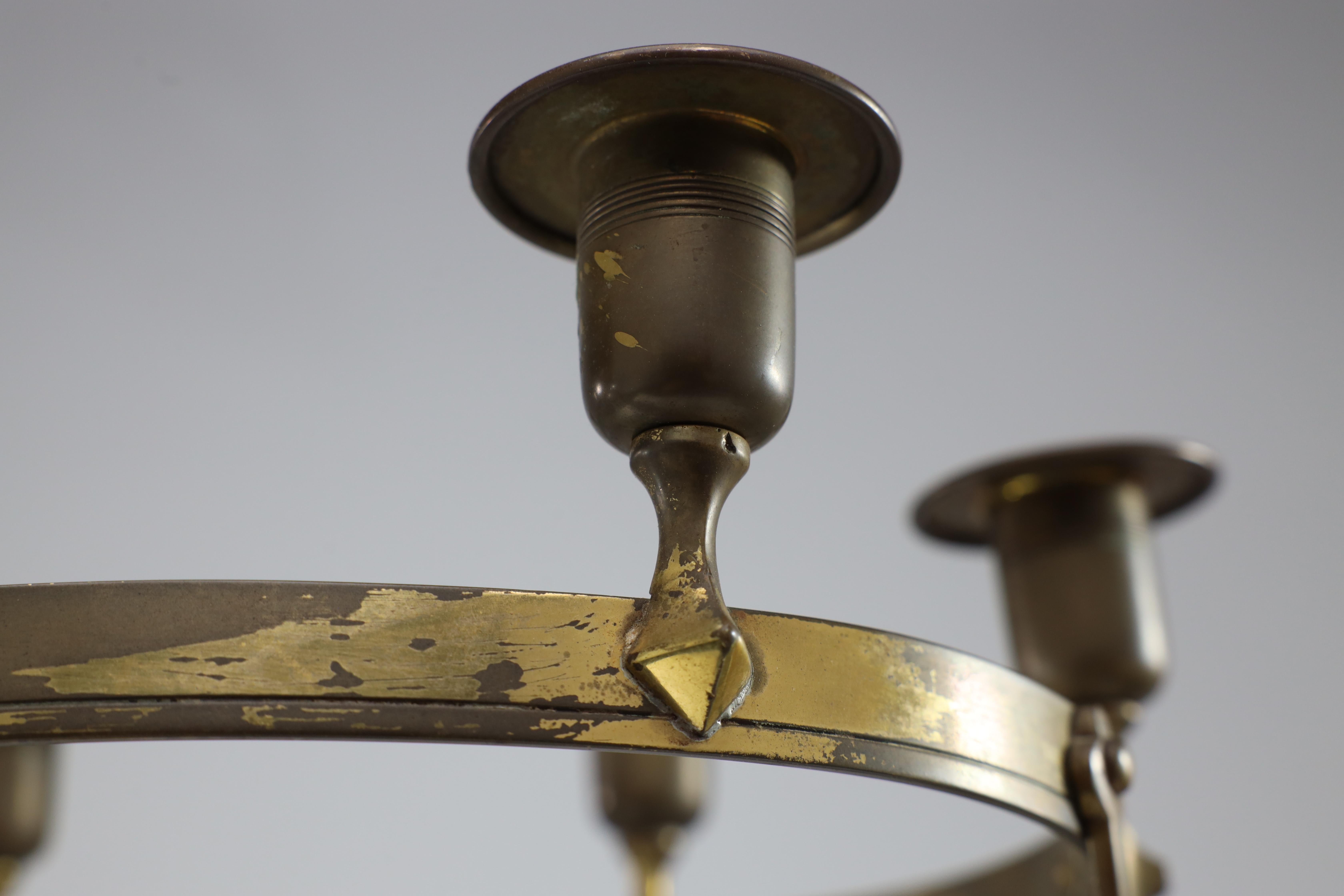 WMF Candelabro in stile Art Nouveau con gufo e 6 apparizioni sull'anello circolare principale. in vendita 3