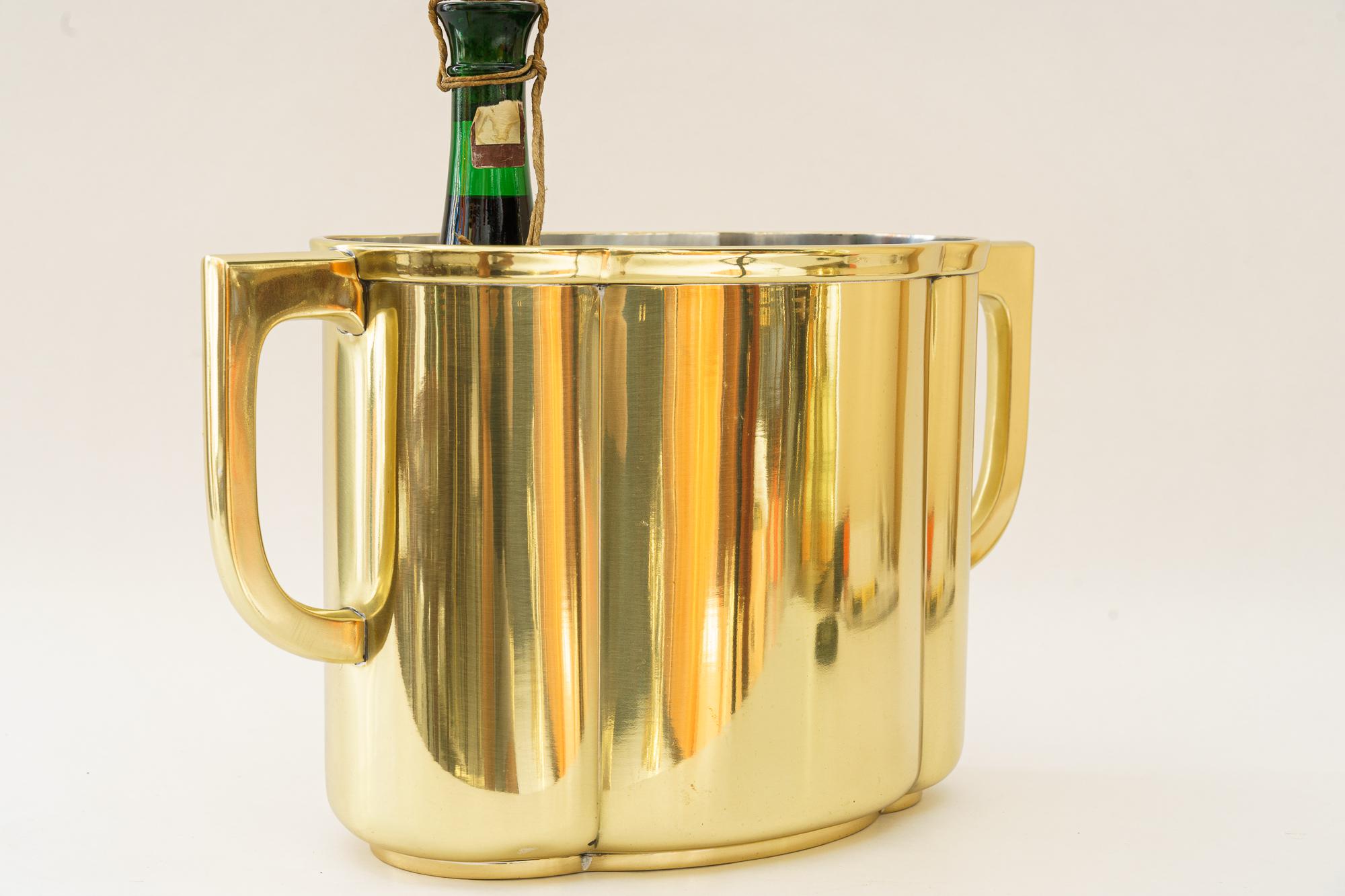 Brass WMF Art Deco Champagne Cooler, for 3 bottles Vienna Around 1920s ( marked )