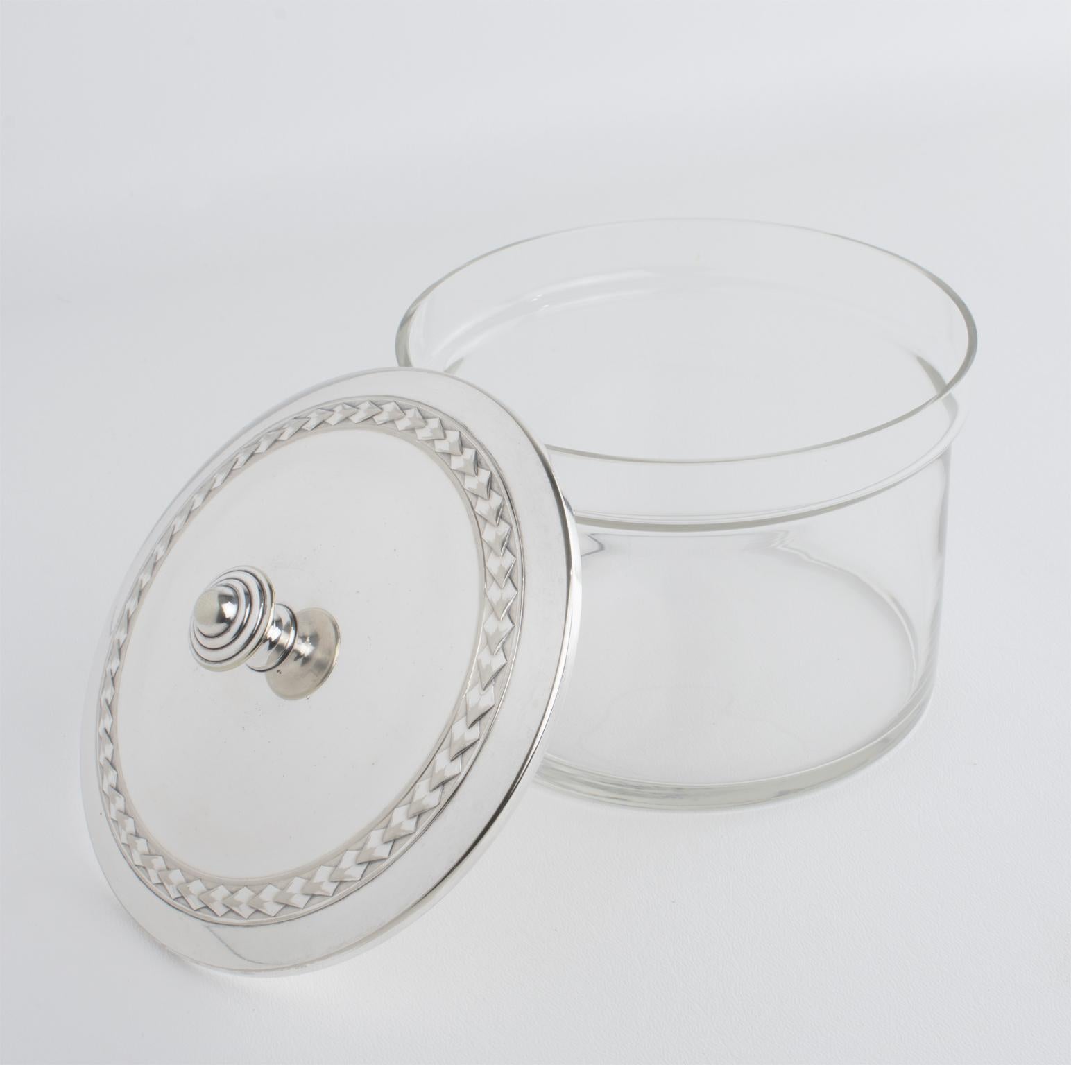 WMF Art Deco in cristallo e placca d'argento Caviar Bowl Dish Chiller Server circa 1930 in vendita 8