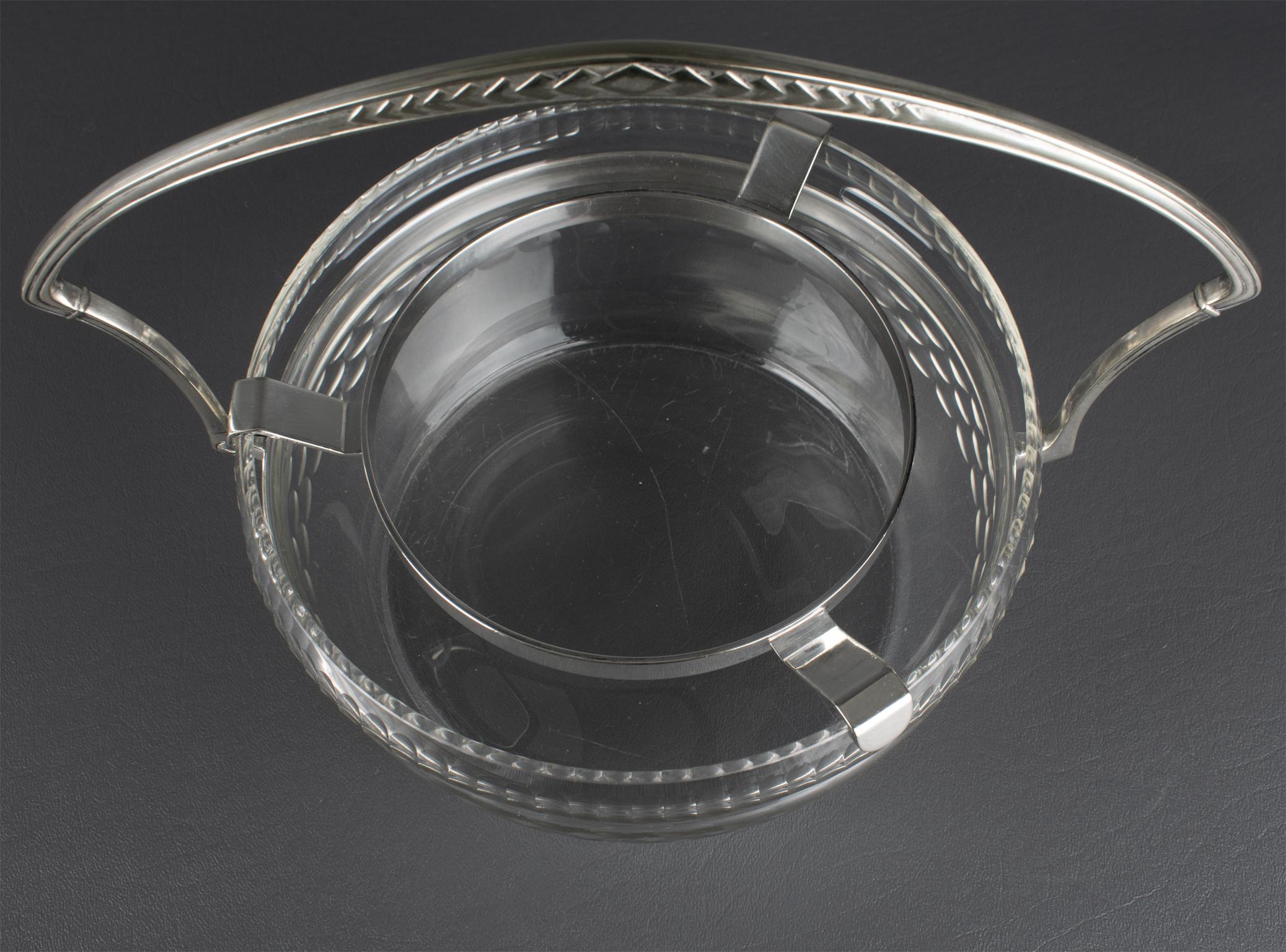 WMF Art Deco in cristallo e placca d'argento Caviar Bowl Dish Chiller Server circa 1930 in vendita 13