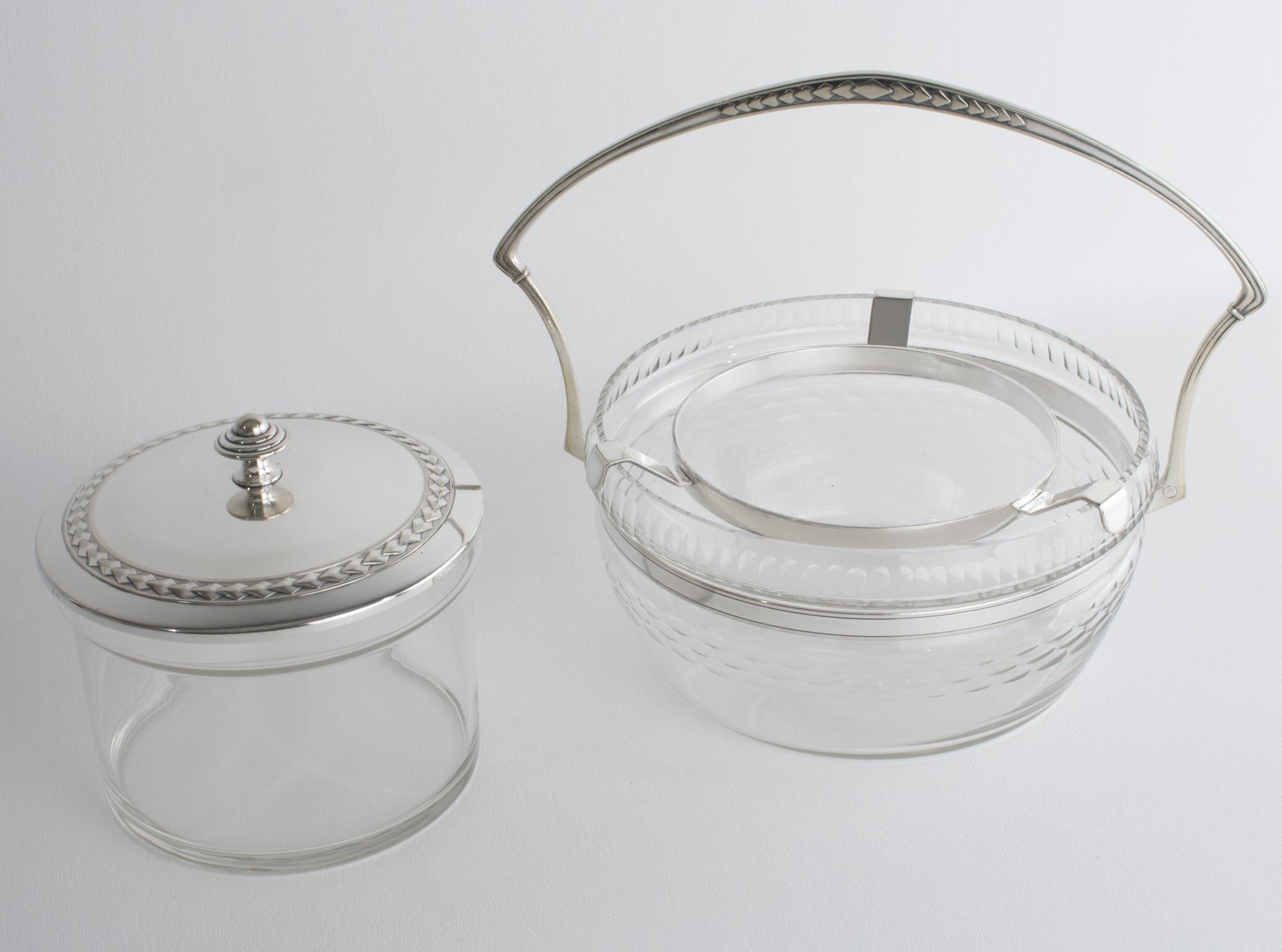 WMF Art Deco in cristallo e placca d'argento Caviar Bowl Dish Chiller Server circa 1930 In condizioni buone in vendita a Atlanta, GA