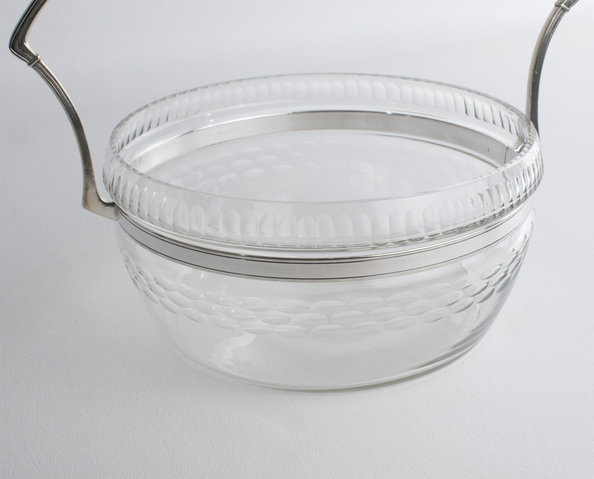 WMF Art Deco in cristallo e placca d'argento Caviar Bowl Dish Chiller Server circa 1930 in vendita 1