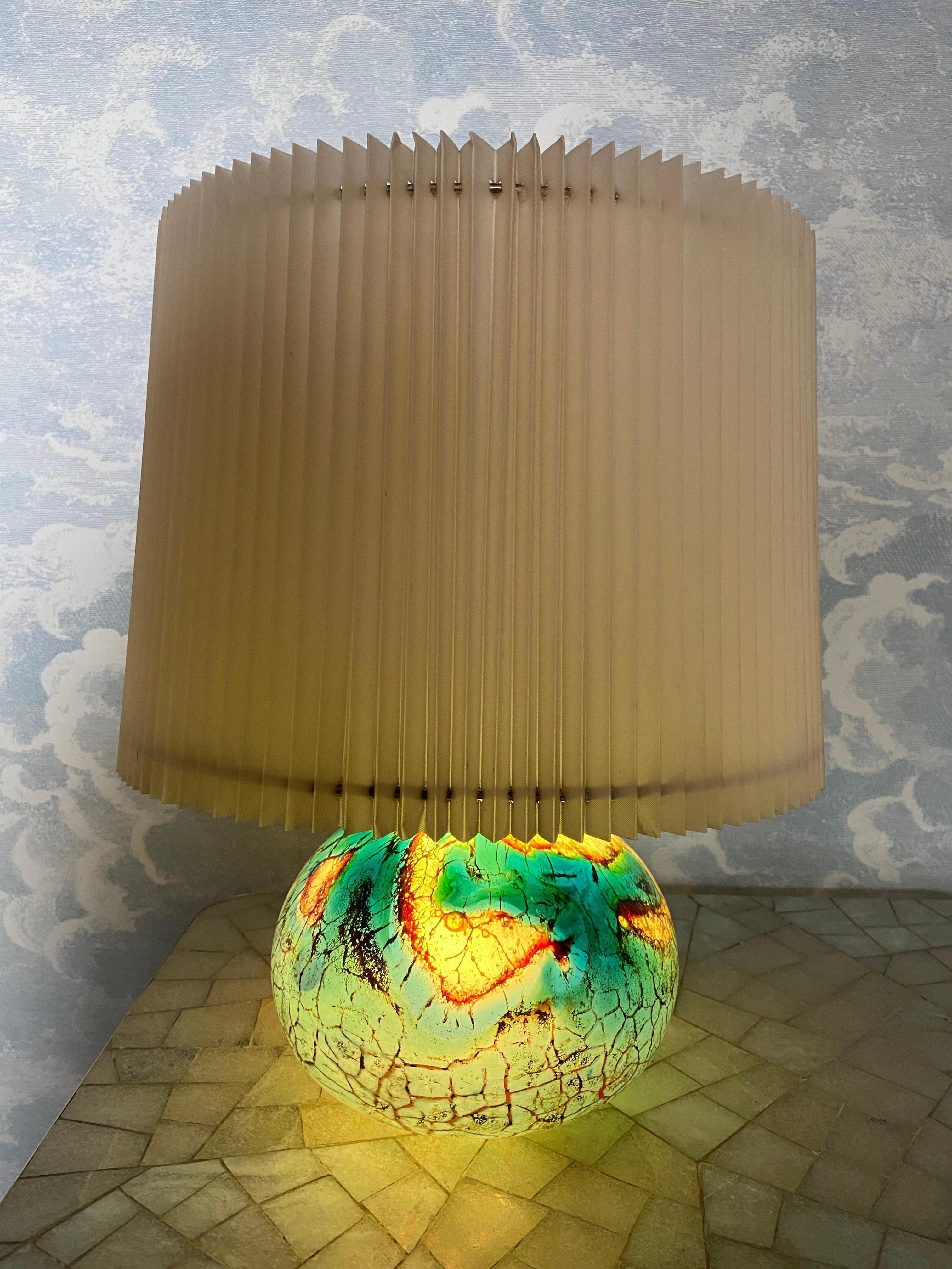 Blown Glass WMF Art Deco Ikora Table Lamp, Karl Wiedmann, ca. 1930