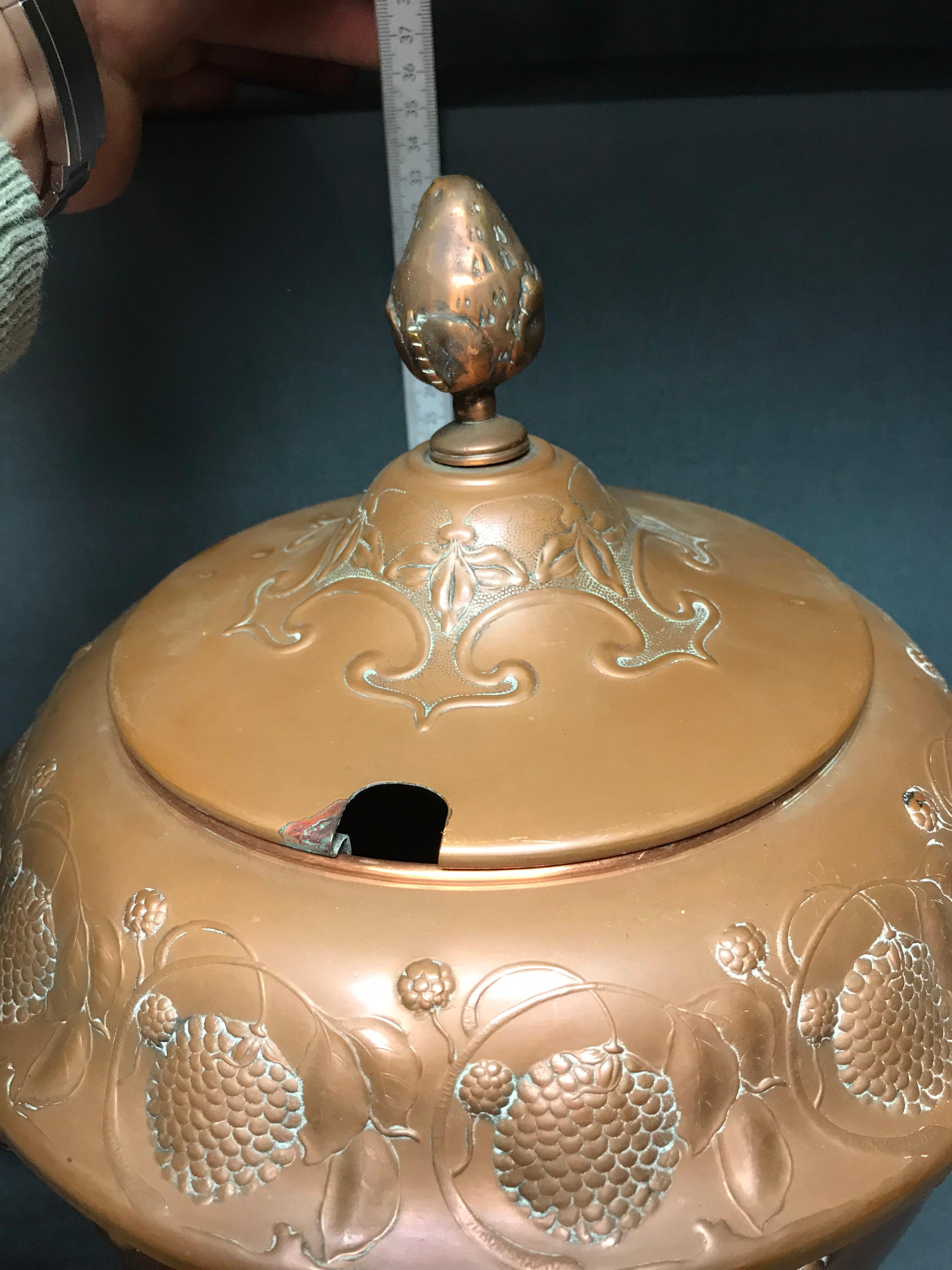 WMF Art Nouveau Bowel Vase Copper Rare High Quality 4