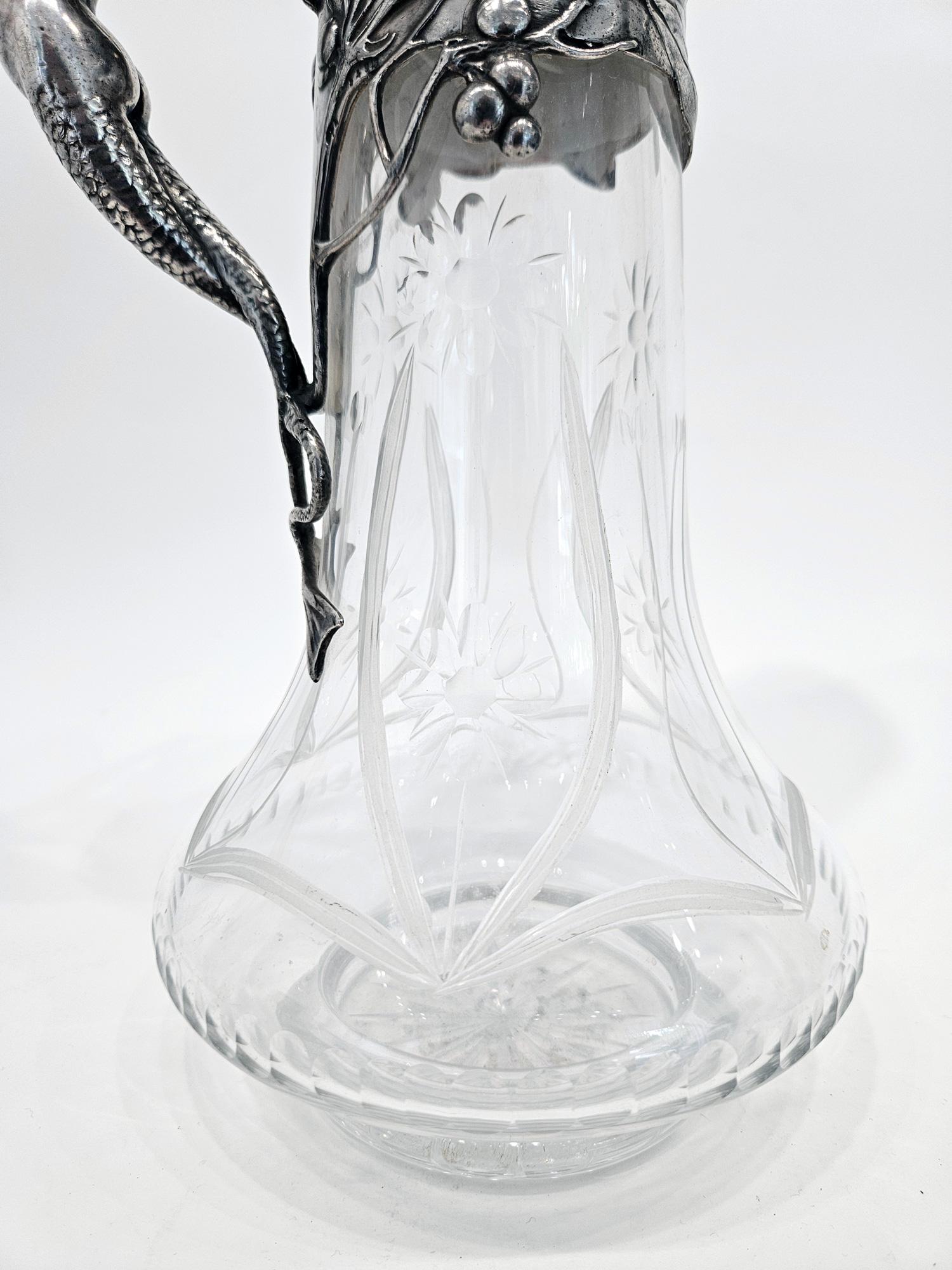 Carafe à vin Art Nouveau WMF avec poignée sirène, Allemagne, vers 1901 Excellent état - En vente à London, GB