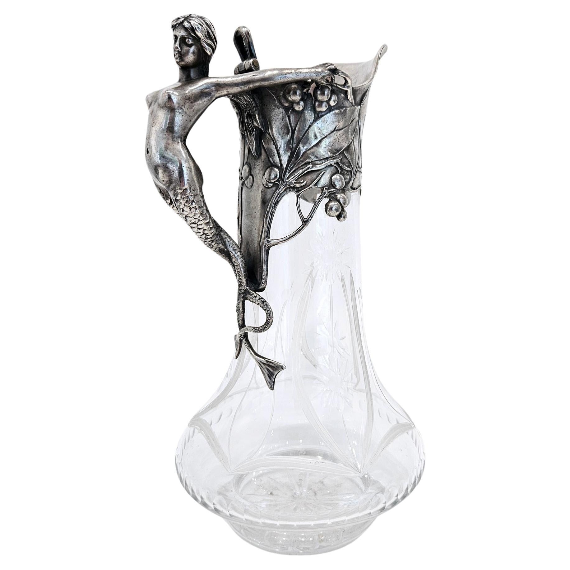 WMF Art Nouveau Decanter with Mermaid Handle, c. 1901