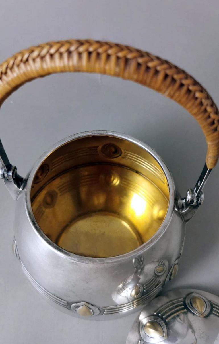 WMF Art Nouveau German Silver-Plated Metal Sugar Bowl. For Sale 4