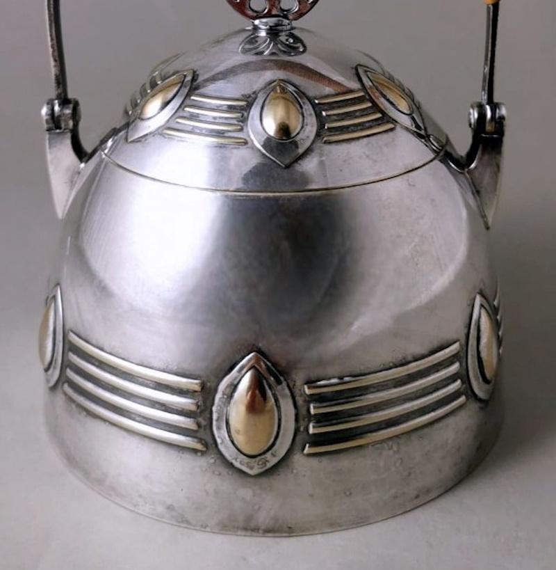 20th Century WMF Art Nouveau German Silver-Plated Metal Sugar Bowl. For Sale