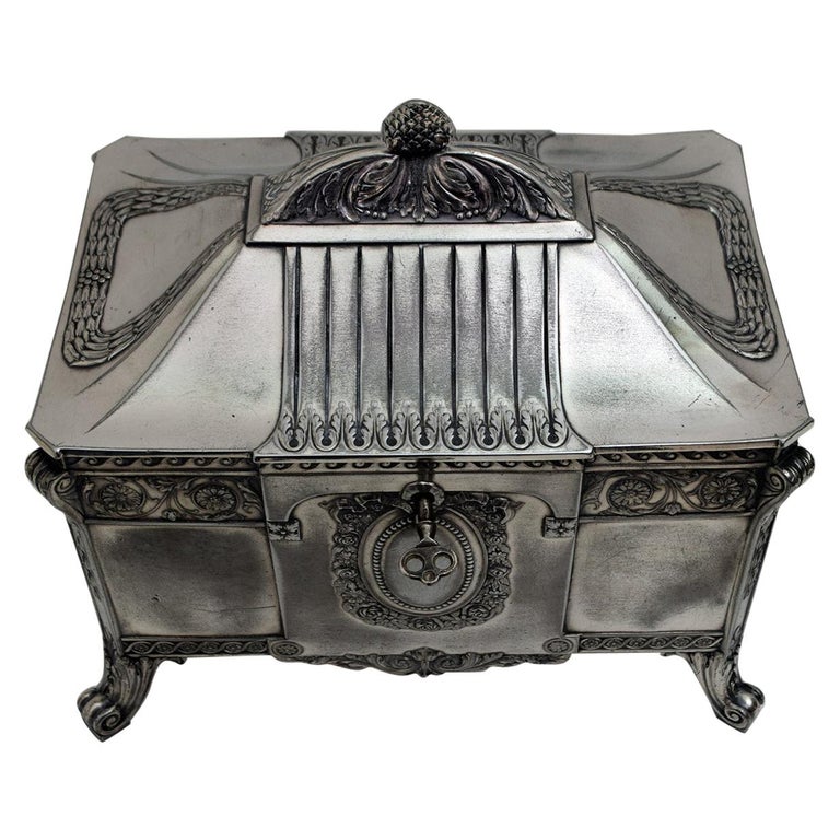 WMF Art Nouveau Germany Silver Plate Jewelery Box, 1900s For Sale