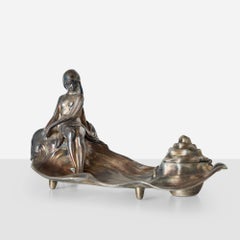 WMF Art Nouveau Inkwell with Reclining Figure