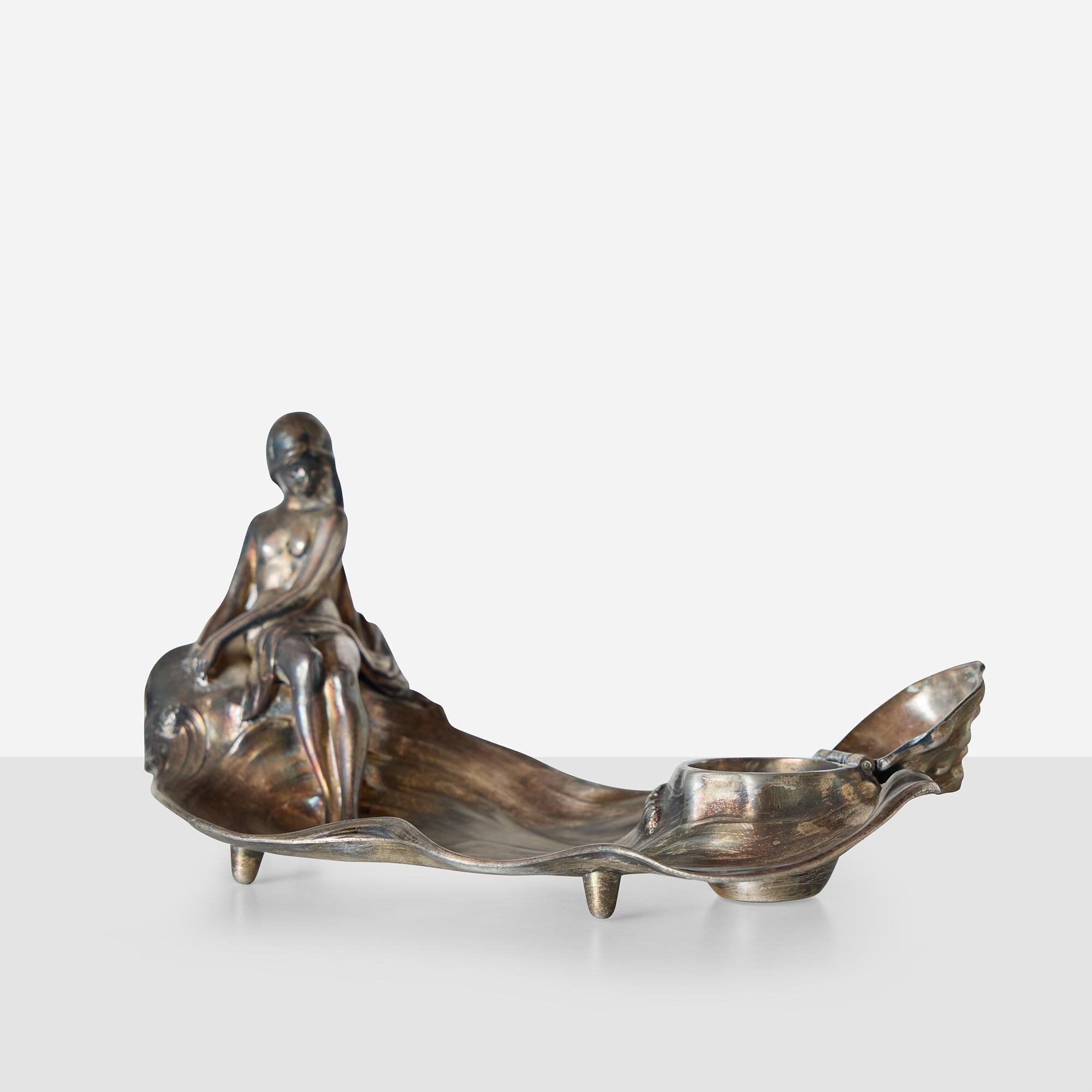 Inizio XX secolo Calamaio WMF Art Nouveau con figura reclinata in vendita