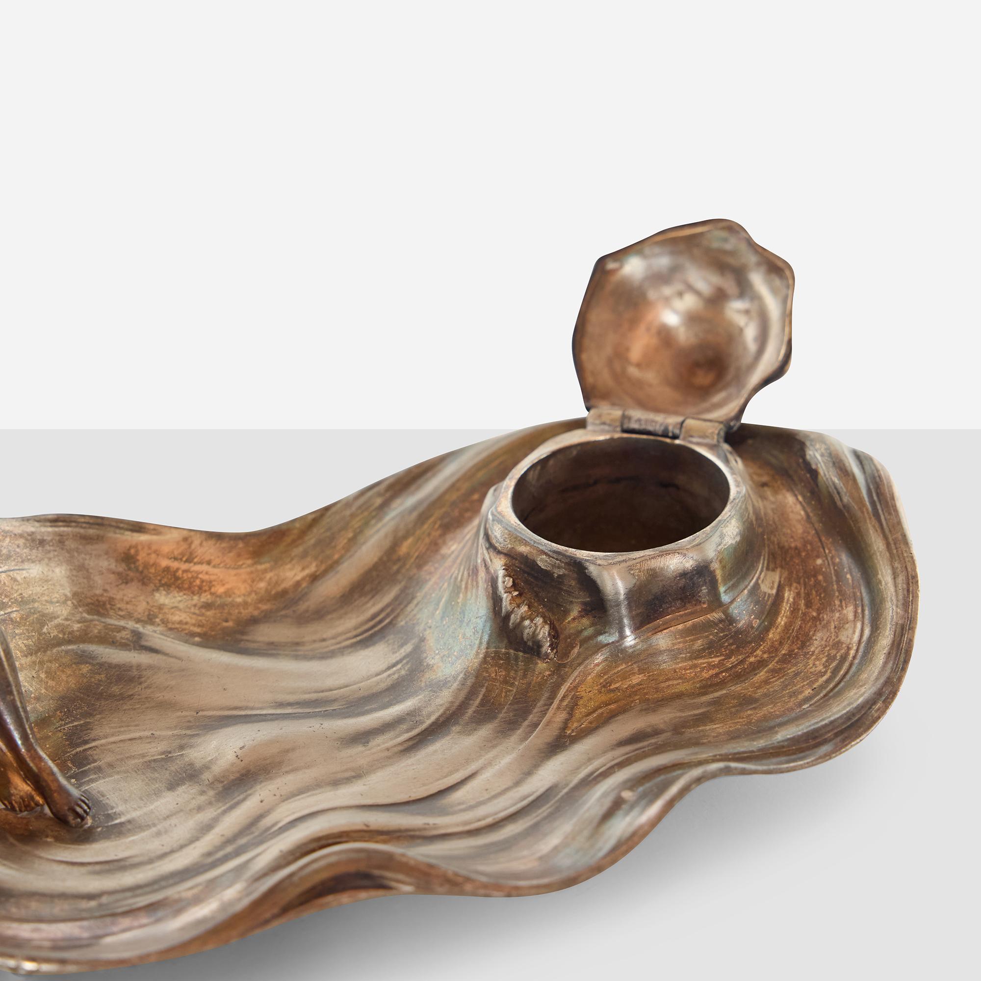 Metallo Calamaio WMF Art Nouveau con figura reclinata in vendita