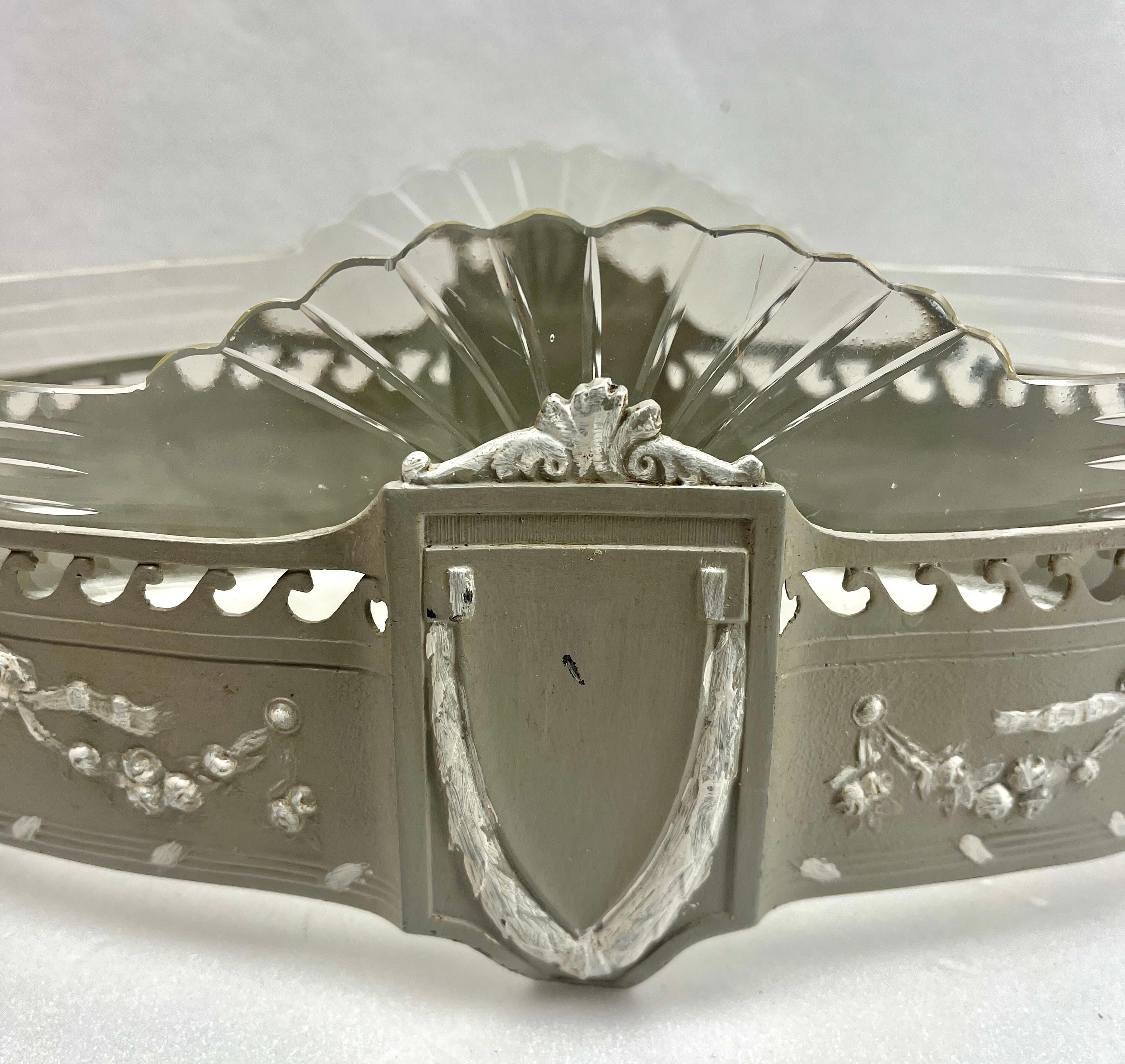 WMF Art Nouveau Jardinair whit Original Cut Glass Basket For Sale 1