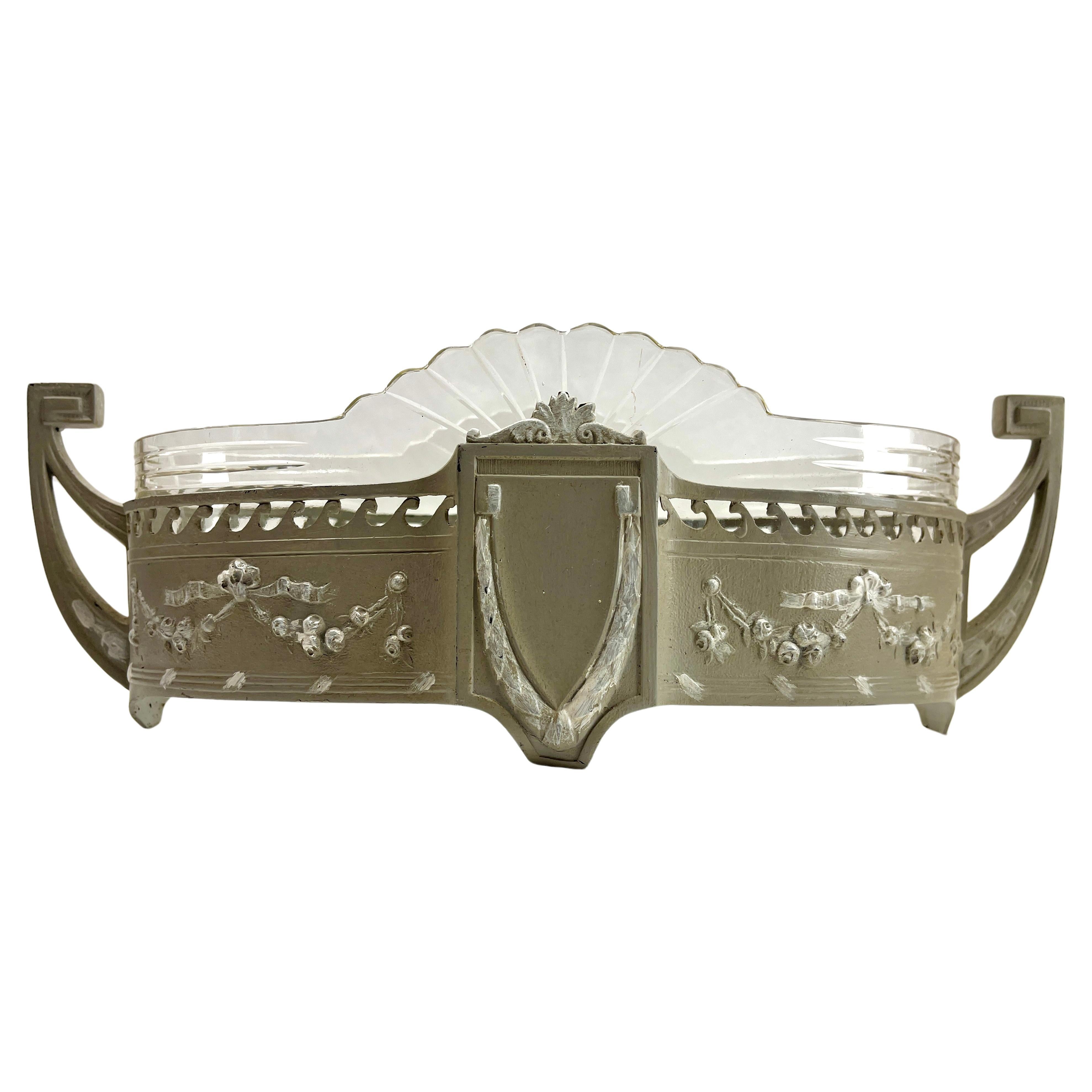 WMF Art Nouveau Jardinair whit Original Cut Glass Basket For Sale