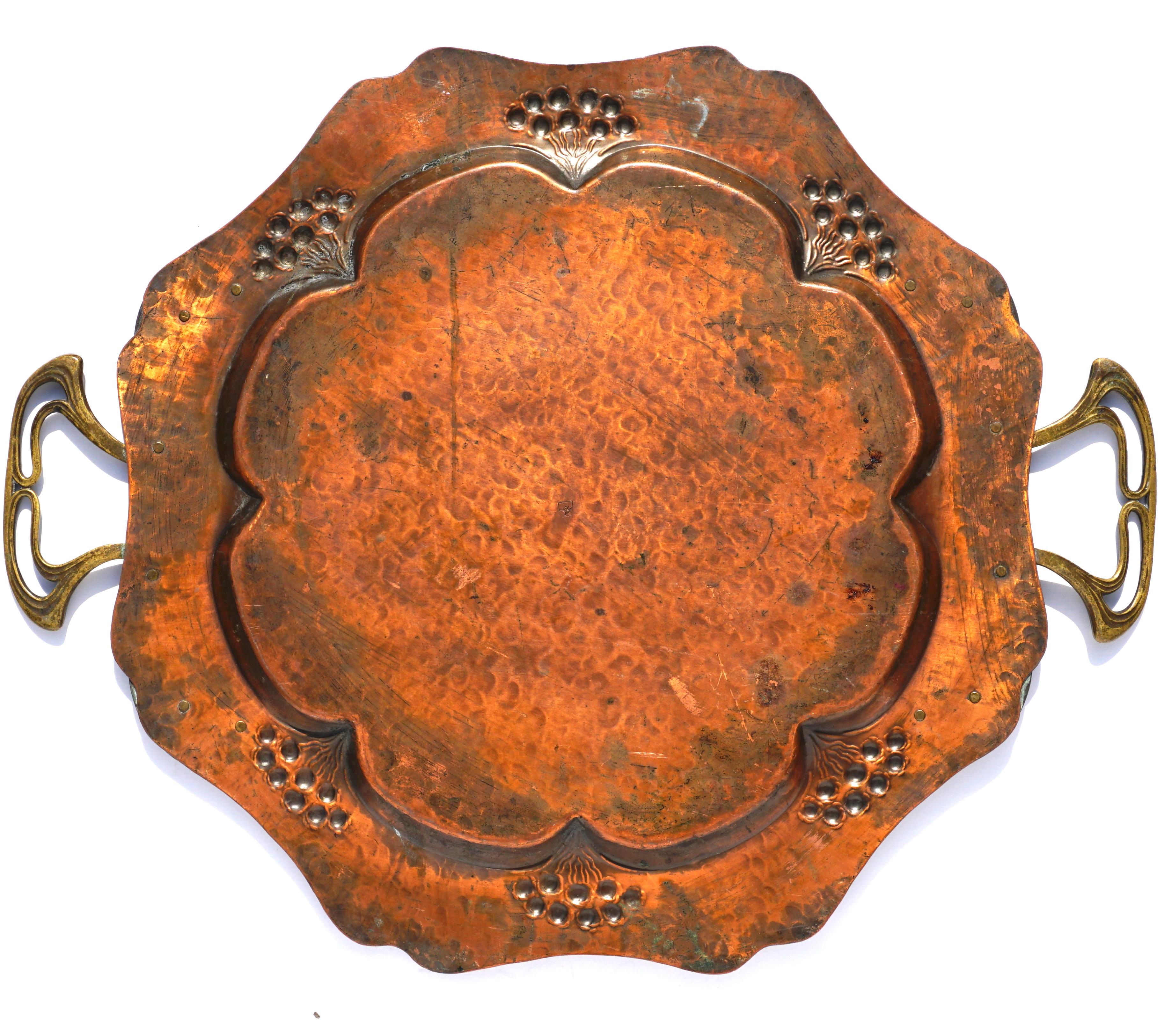 Hand-Crafted WMF Art Nouveau Jugendstil Copper and Brass Tray