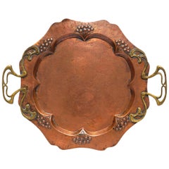 Antique WMF Art Nouveau Jugendstil Copper and Brass Tray