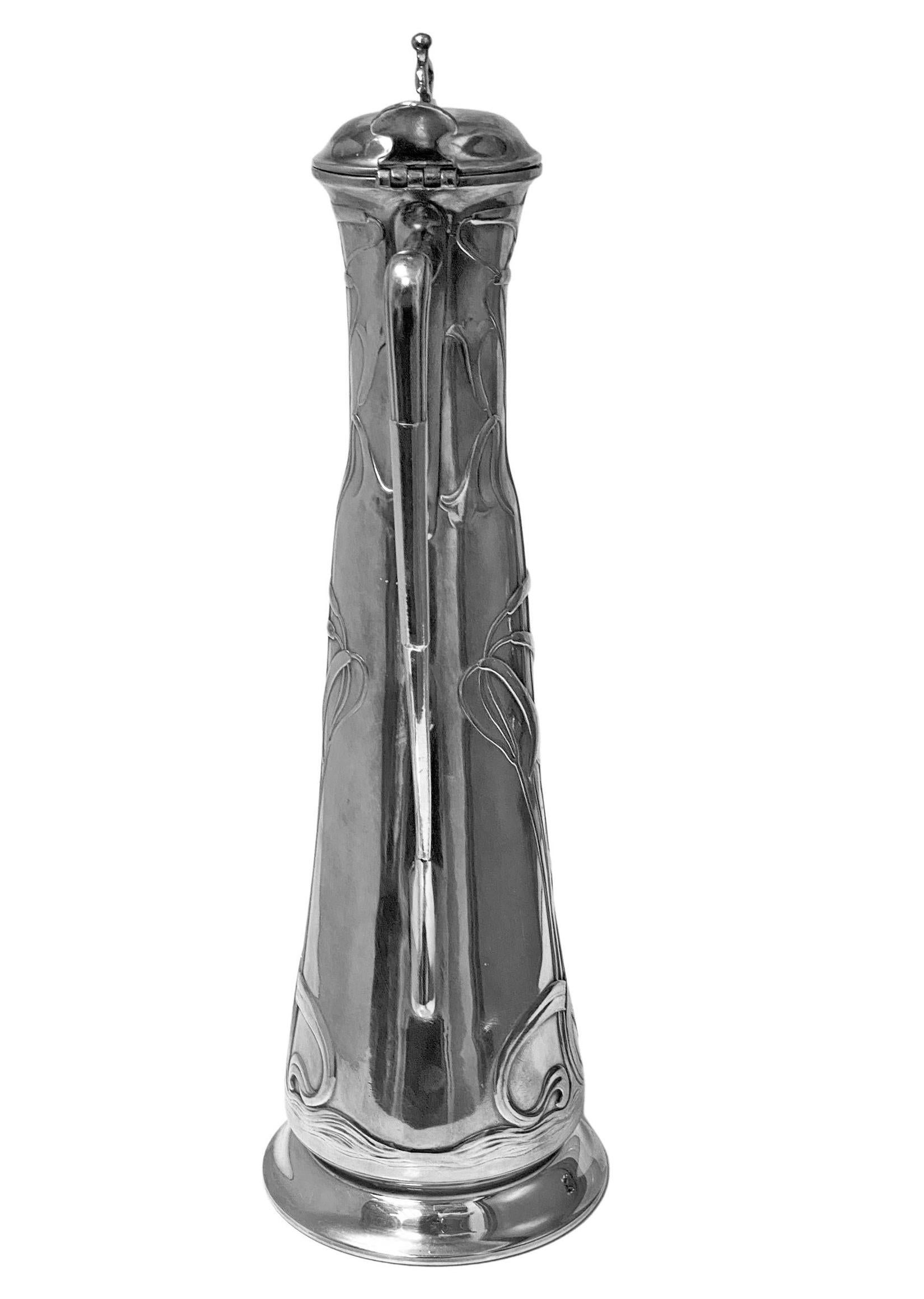 WMF Art Nouveau Jugendstil Pewter Claret Wine Jug C.1900 4