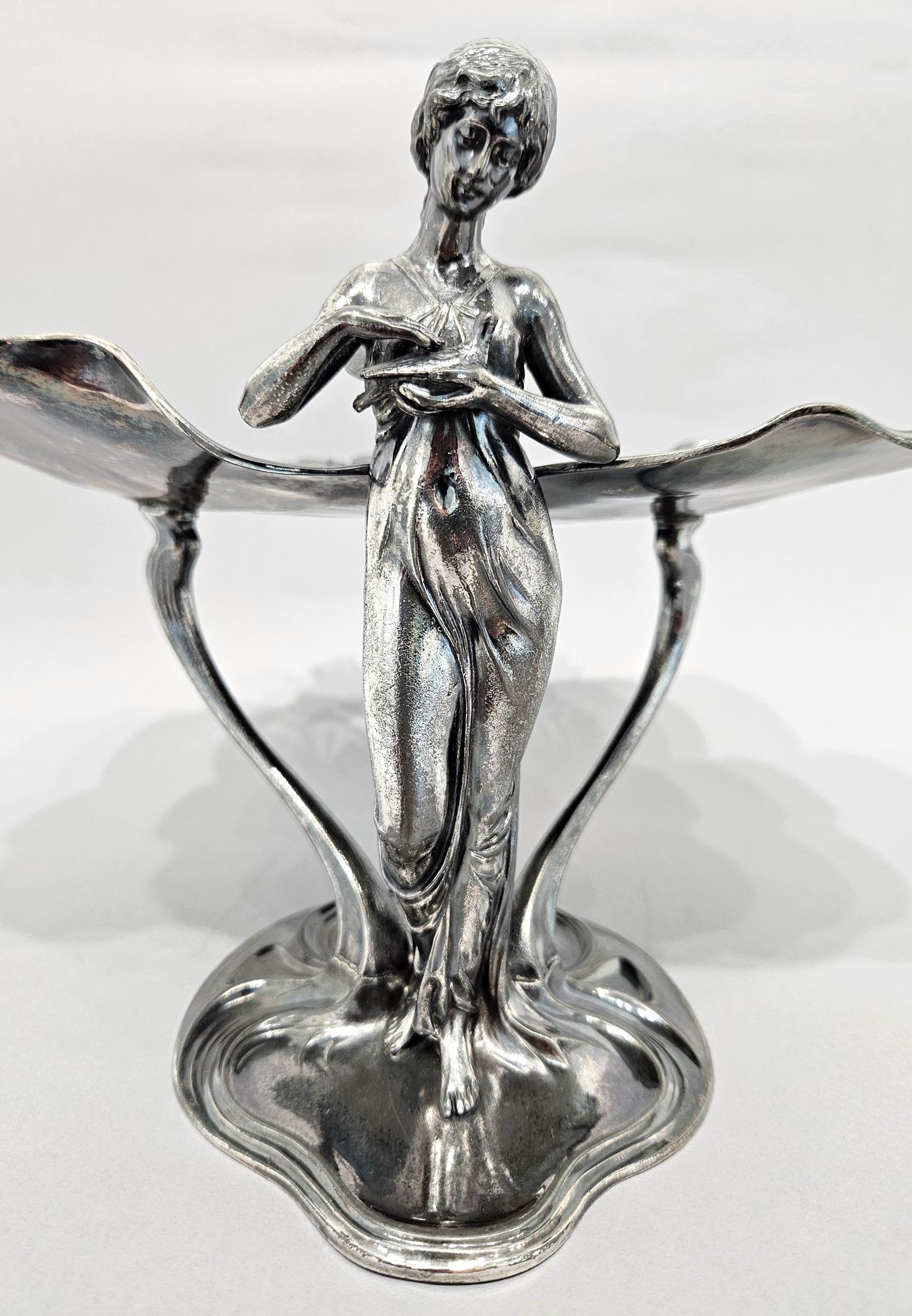 Tedesco WMF Vassoio portacarte centrotavola in argento Art Nouveau Jugendstil, Germania, 1910 ca. in vendita
