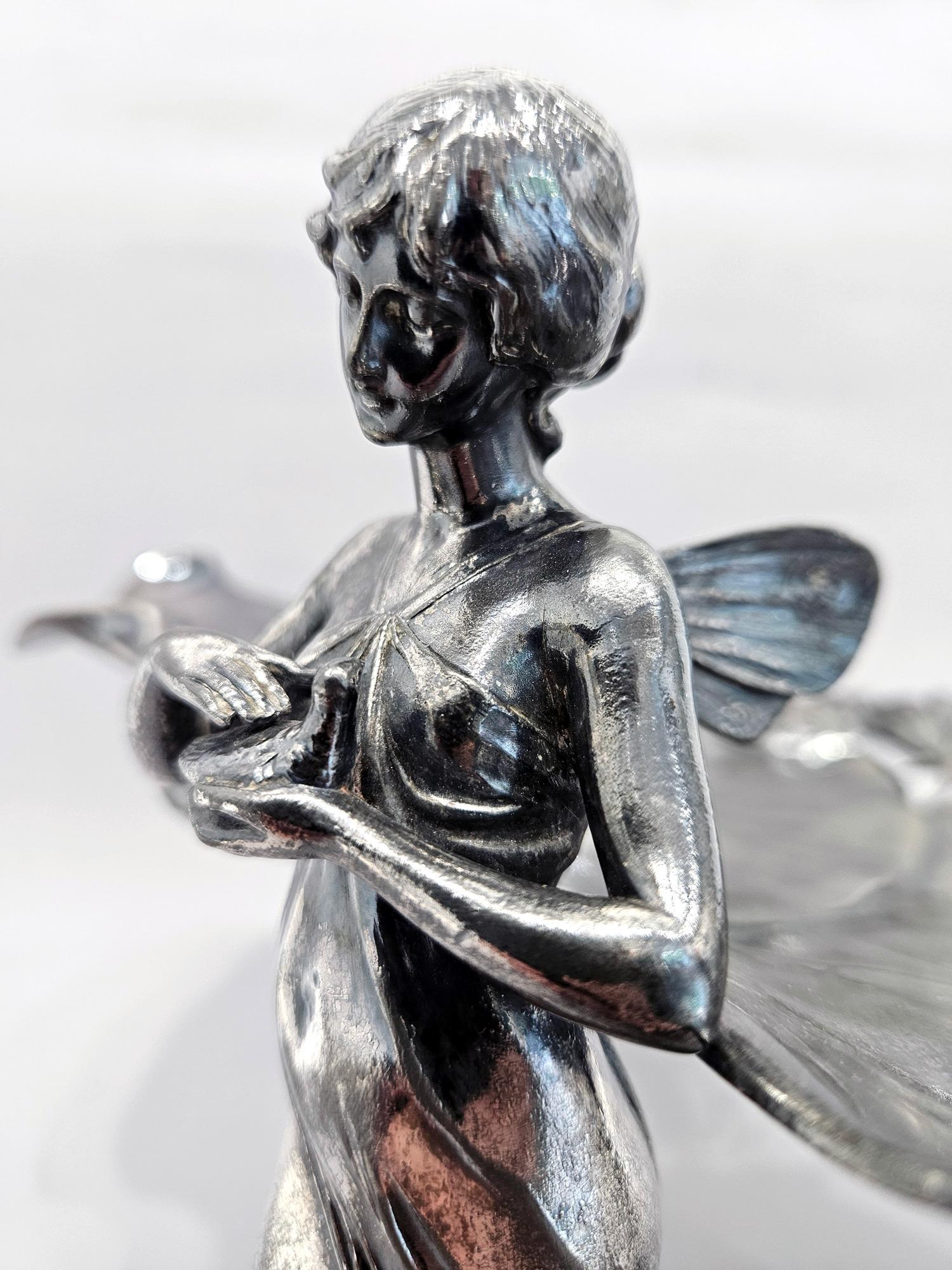 Placcato argento WMF Vassoio portacarte centrotavola in argento Art Nouveau Jugendstil, Germania, 1910 ca. in vendita