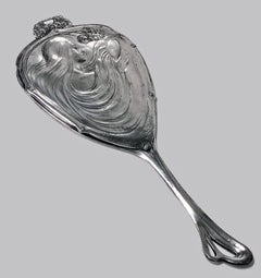 WMF Art Nouveau Jugendstil Silver Plate Hand Mirror, Germany, circa 1906