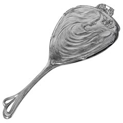Antique WMF Art Nouveau Jugendstil Silver Plate Hand Mirror, Germany, circa 1906