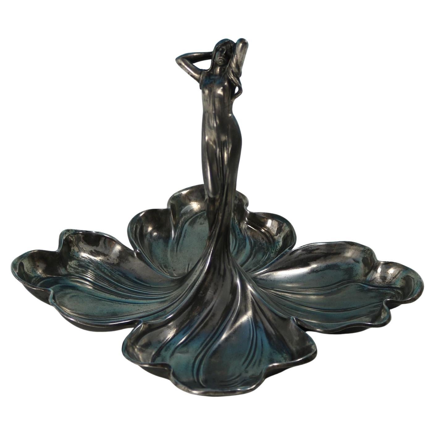 WMF Art Nouveau Maiden Four Sectioned Fruit Dish